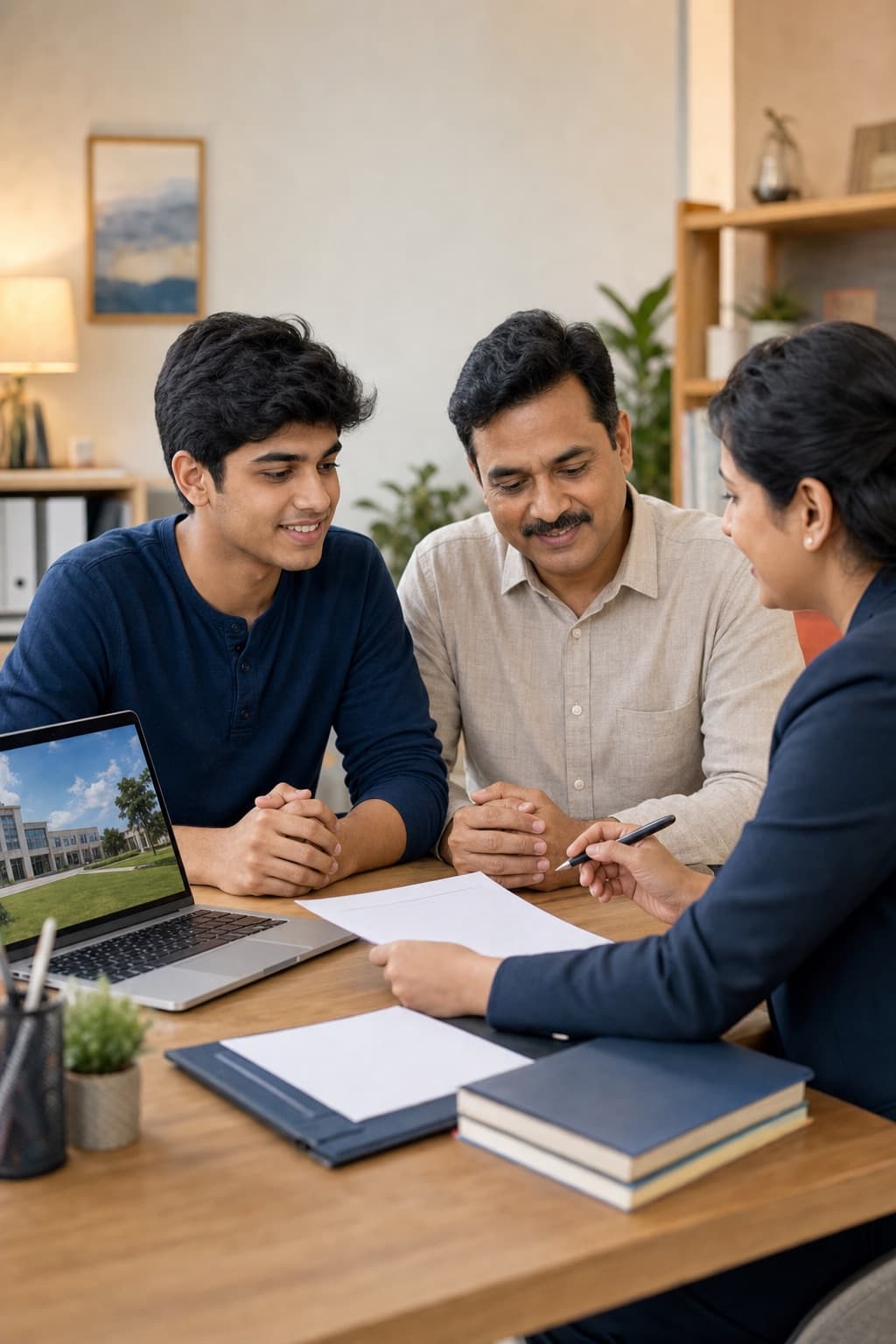 Student and parent receiving MBBS admission counselling