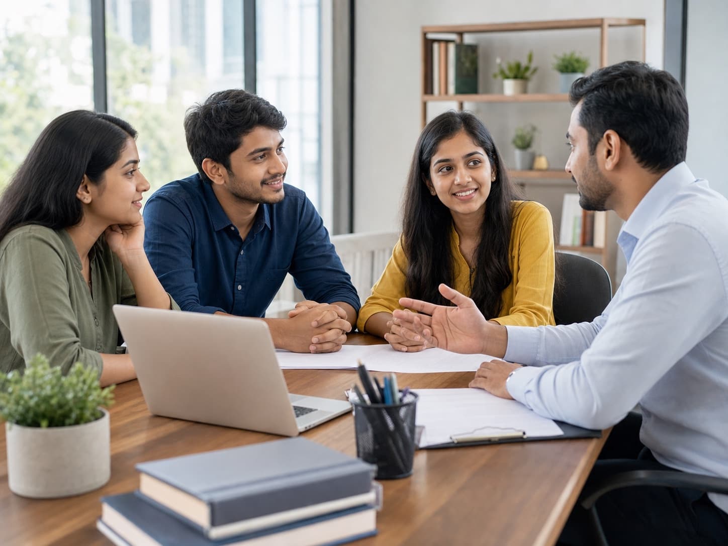 Students discussing MBBS admission guidance with a counsellor